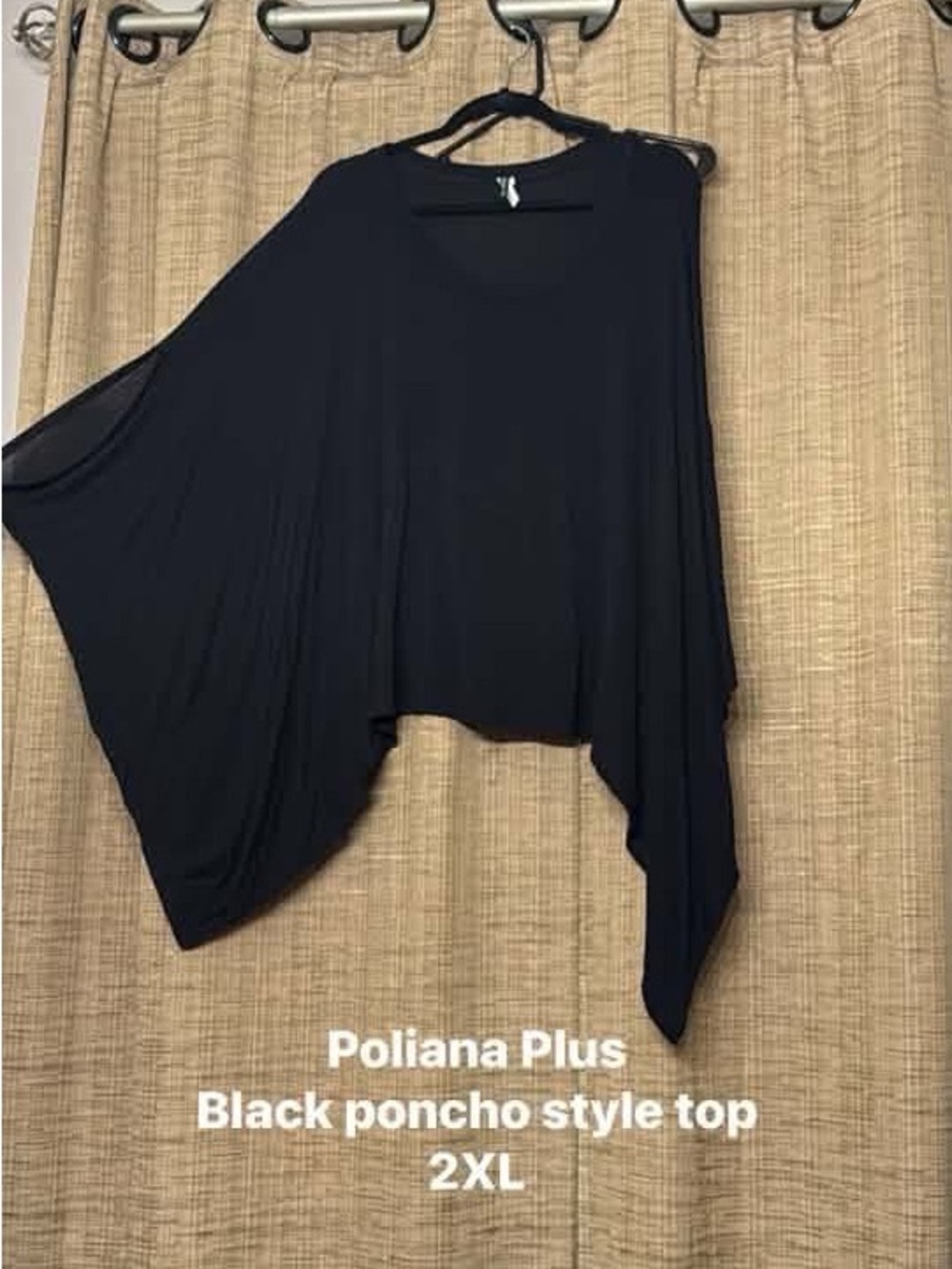 Plus Size Black Poncho Tunic Top
